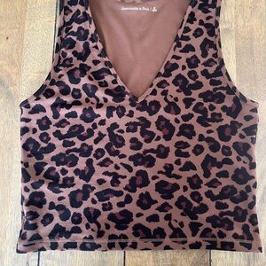 Abercrombie & Fitch Brown Leopard Tank Top